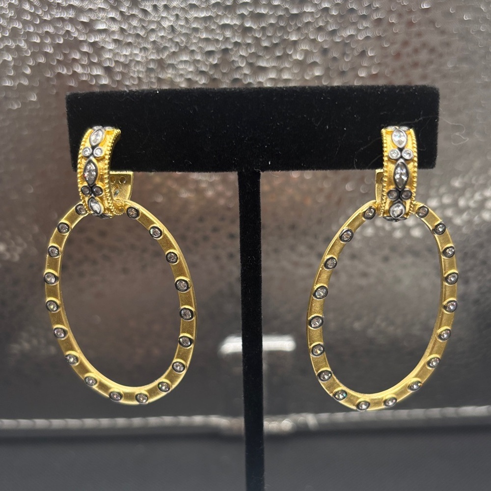 Chic Gold and Silver Oval Earrings